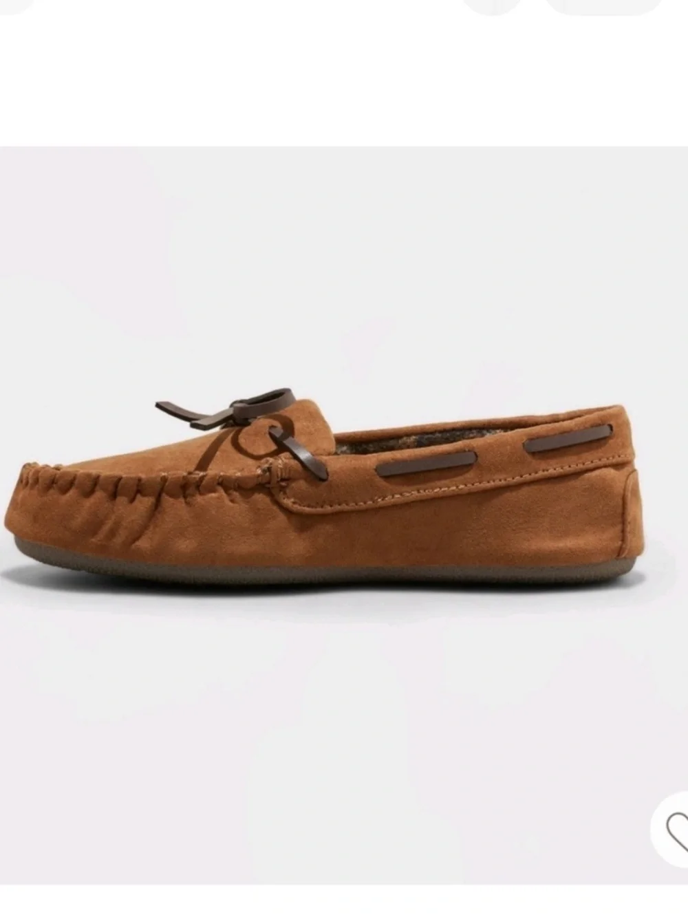 Cat & Jack Kids Tan Suede Moccasin Slippers with Bow toddler size 8